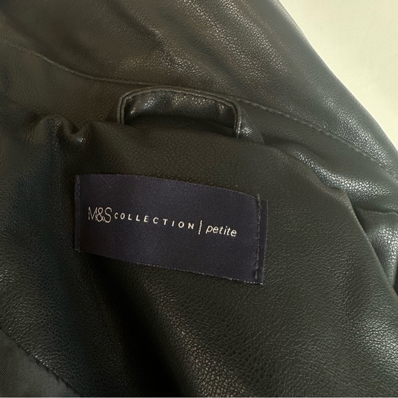 M&S Womens Leather Jacket size 6 Black Side Full Zipper Polyester Blend … - Picture 14 of 14